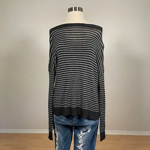 Eileen Fisher • Off The Shoulder Striped Long Sleeve Top - Picture 1 of 5